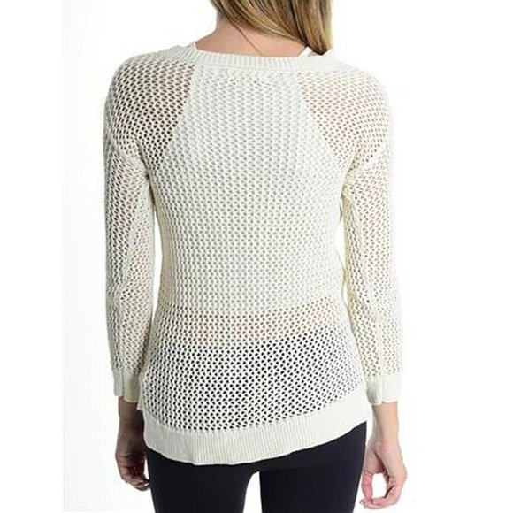 NEW Michael Kors Ivory Open Knit Cut-Out Sweater S - Picture 2 of 6